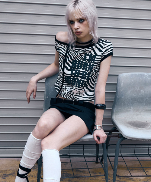 One Shoulder Ringer Top (ZEBRA)
