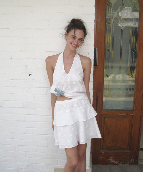 Bonbon floral mini skirt - Ivory