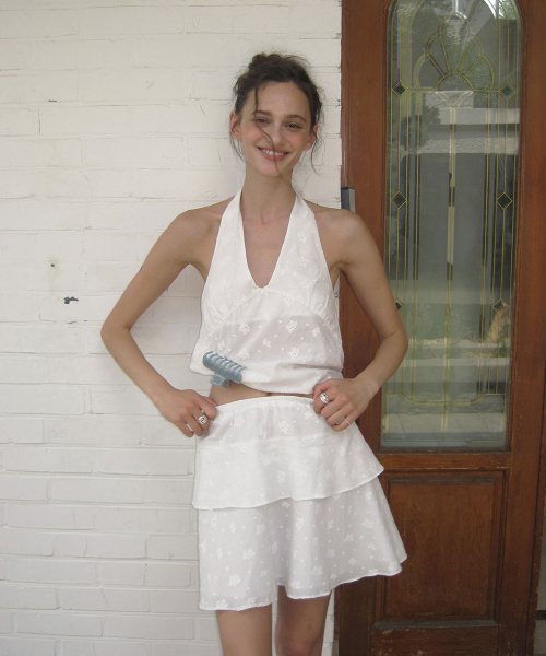 Bonbon floral halter blouse - Ivory