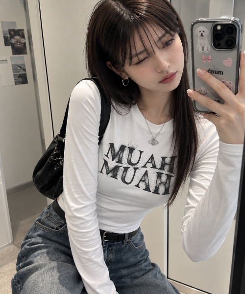 SPRAYED WAVE LONG SLEEVE [WHITE]