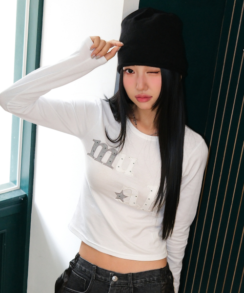 DOT STAR PATCH LONG SLEEVE [WHITE]