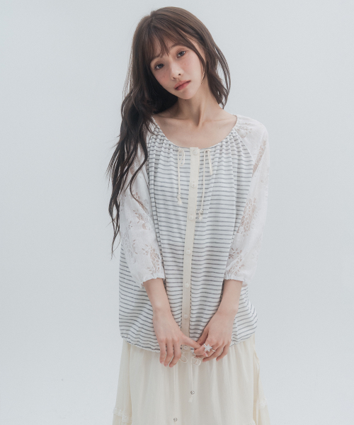 HSD Button Drawstring Blouse