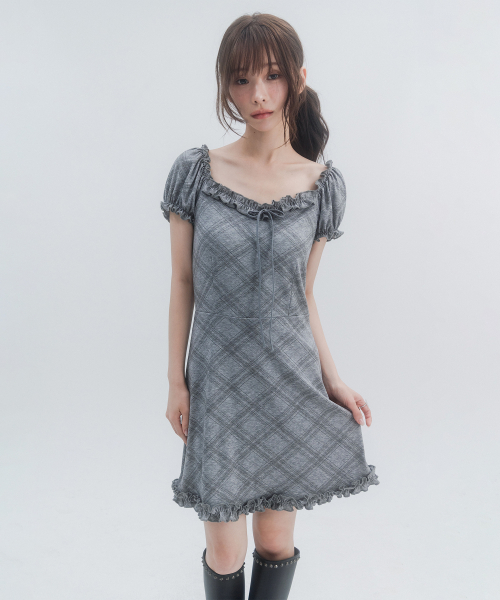 Puff Frill Mini Dress