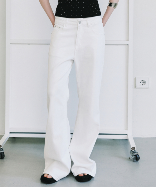 VINTAGE WASH BOOTCUT DENIM PANTS_IVORY