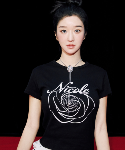 ROSE LETTERING CROPPED TOP_BLACK