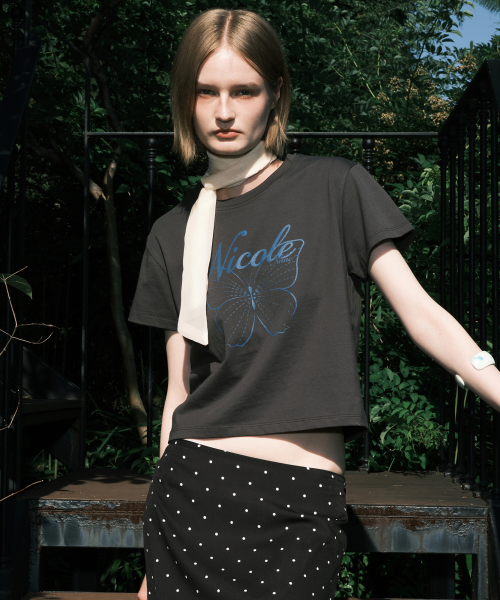 NICOLE BUTTERFLY CROP TOP_CHARCOAL BLUE