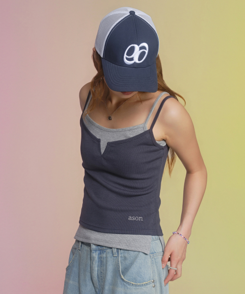 SLIT LAYERED SLEEVELESS / NAVY