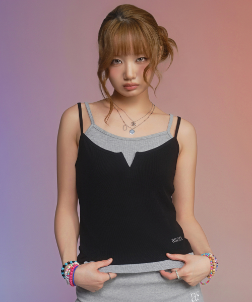 SLIT LAYERED SLEEVELESS / BLACK