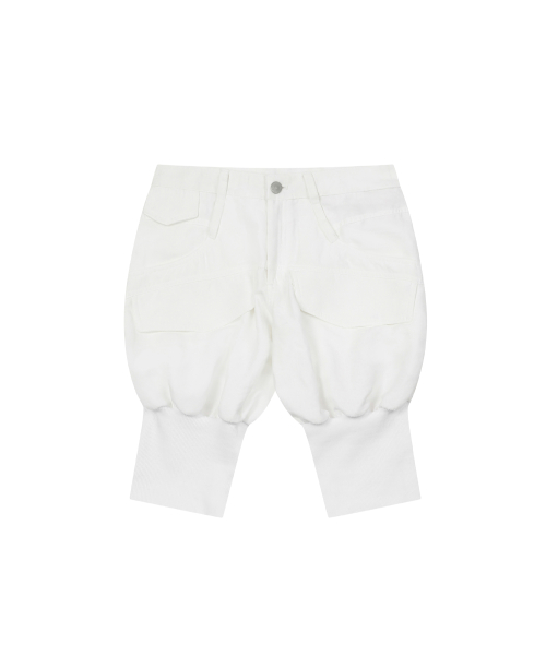 SAND WASHED CAPRI SHORT PANTS WHITE