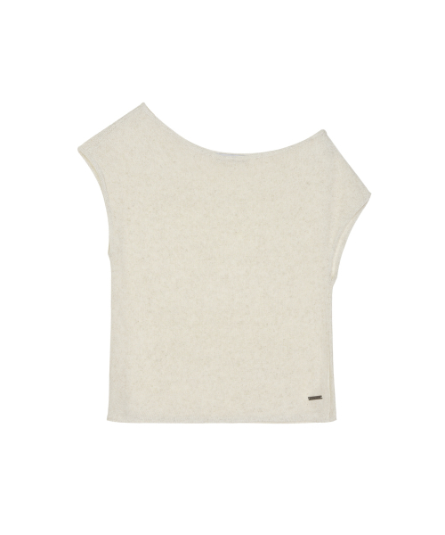 TEXTURED BOAT NECK KNIT TOP_OATMEAL