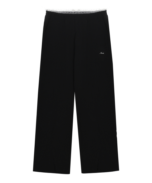 LACE NYLON WIDE PANTS_BLACK