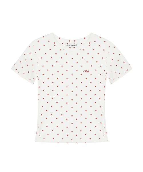 DOT HALF SLEEVE TOP_RED