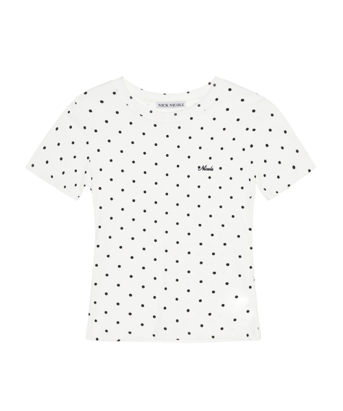 DOT HALF SLEEVE TOP_WHITE