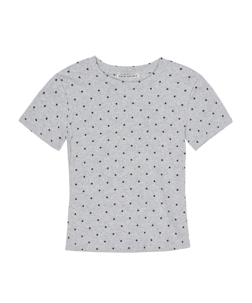 DOT HALF SLEEVE TOP_GRAY