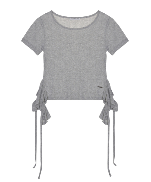 SIDE SHIRRING TIE TOP_GRAY