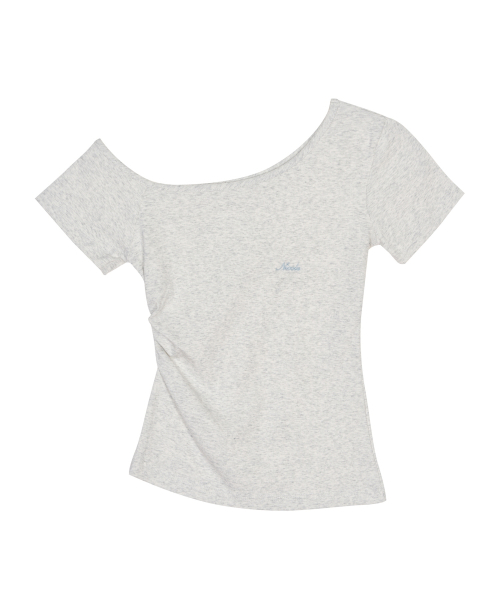 ASYMMETRIC SHIRRING TOP_OATMEAL