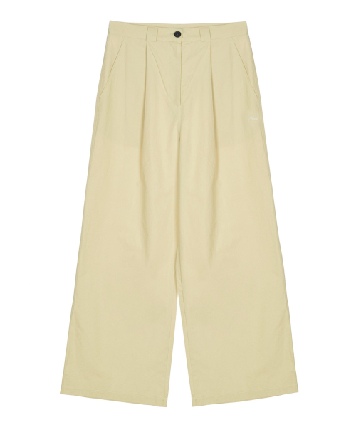 TUCK WIDE COTTON PANTS_BUTTER