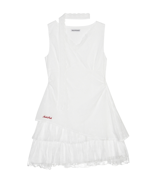FLORAL LINEN SCARF DRESS_WHITE