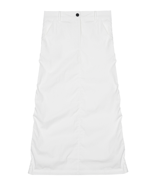 NICOLE SHIRRING LONG SKIRT_WHITE