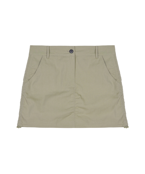 NICOLE SHIRRING MINI SKIRT_BEIGE