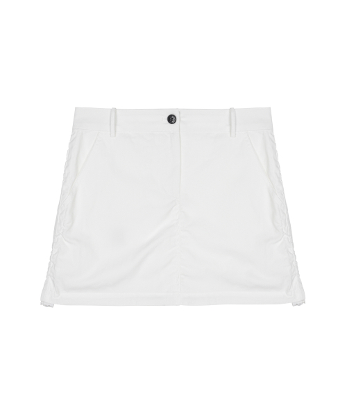 NICOLE SHIRRING MINI SKIRT_WHITE