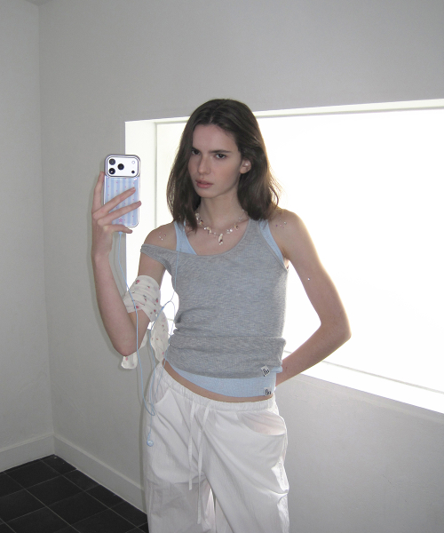 Halo layered knit sleeveless - Gray