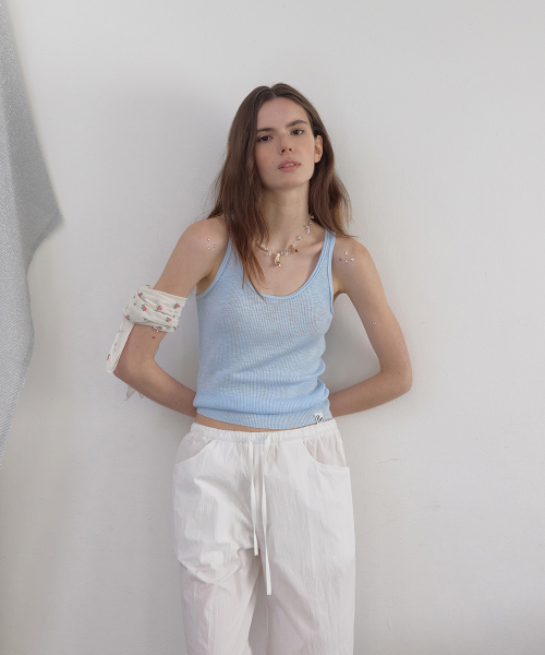 Halo layered knit sleeveless - Skyblue