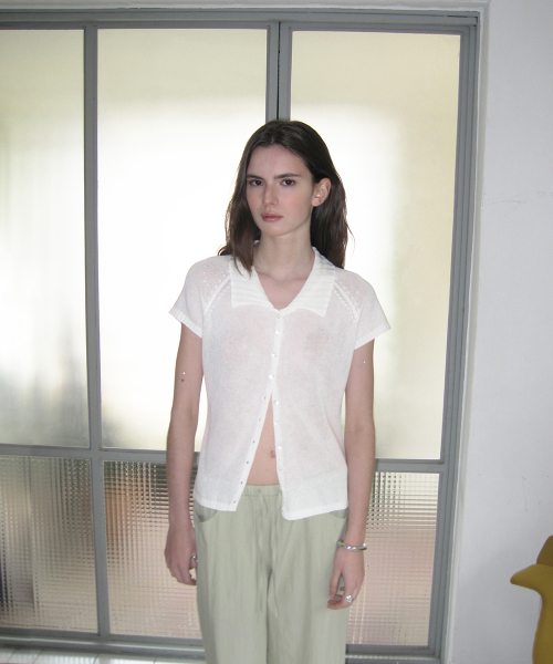 Haze half-sleeve cardigan - Ivory