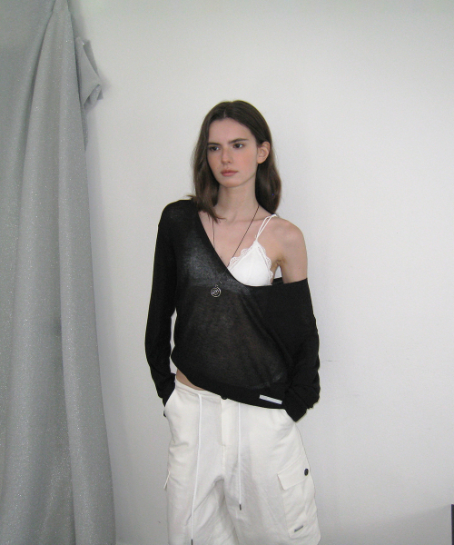Pento summer deep v-neck knit - Black