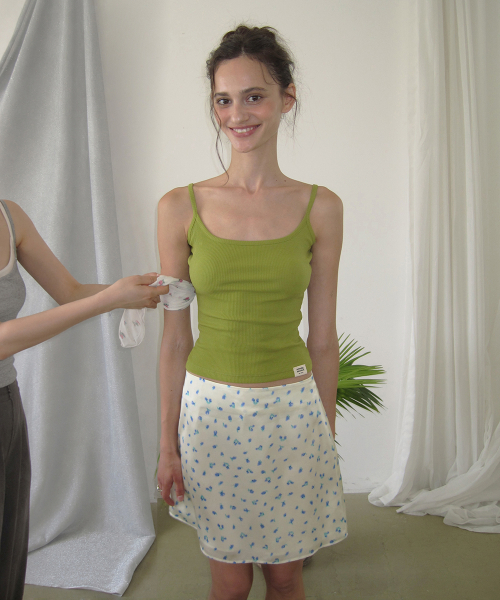 Freesia floral mini skirt - Lemon