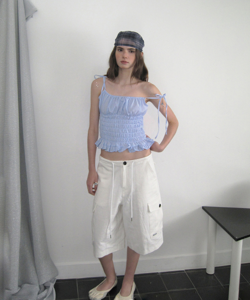 Siena linen bermuda pants - Ivory