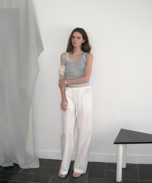 Cove nylon wide pants - Ivory