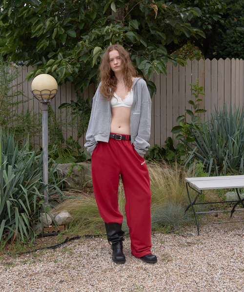 Zest banding wide pants - Red