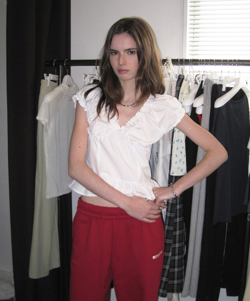 Rielle v-neck shirring blouse - Ivory