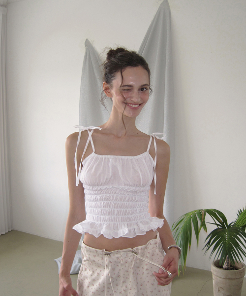 Marina gingham smocked top - Ivory