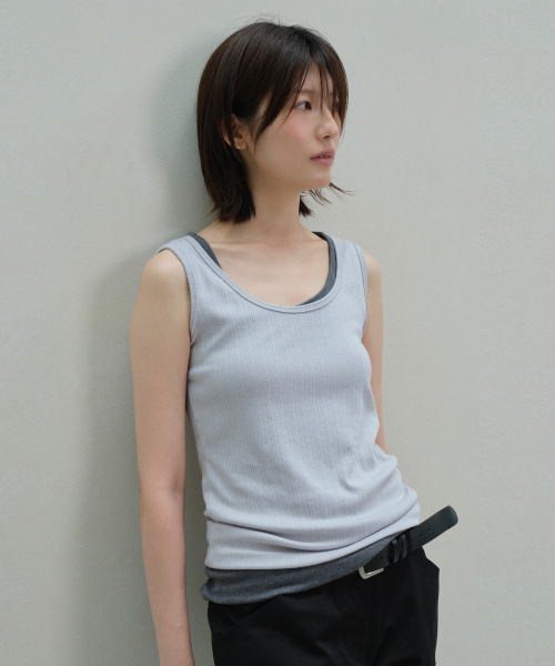 RIBBED SOFT SLEEVELESS (LIGHT GRAY)