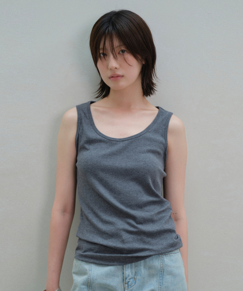 RIBBED SOFT SLEEVELESS (CHARCOAL)