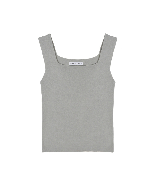 SQUARE NECK KNIT SLEEVELESS_LIGHT GRAY