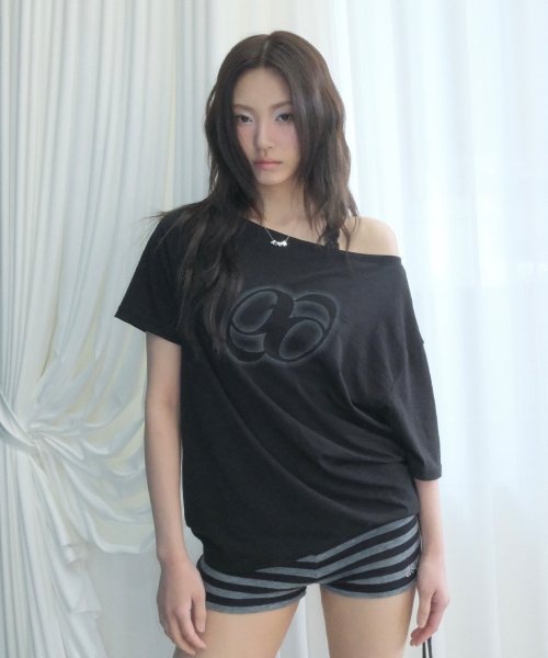 KIKI BOXY SHIRRING TEE / BLACK