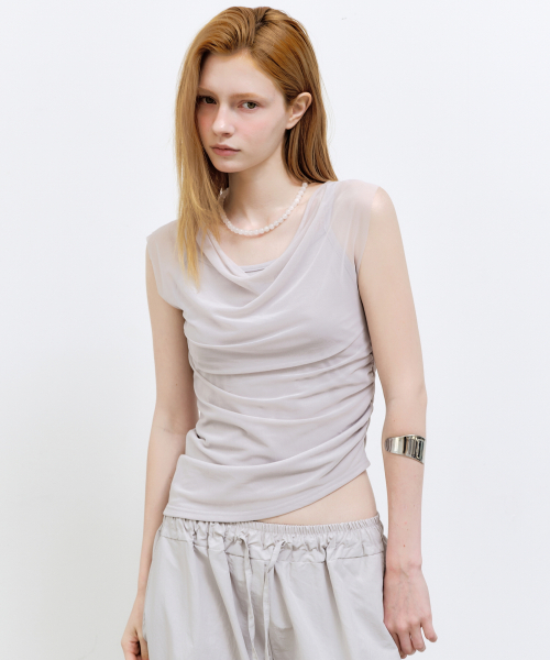 LAYERED SHEER DRAPE TOP_GRAY