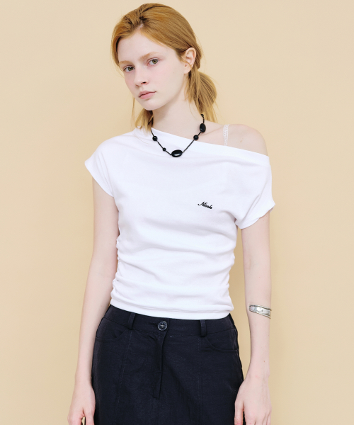OFF SHOULDER BOAT NECK TOP_IVORY