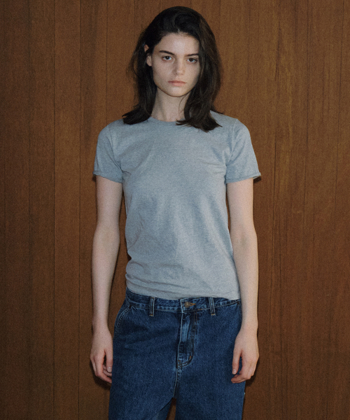 Cutting Round Tee_Melange Gray