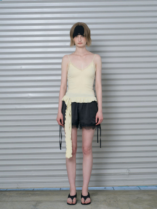 STRAP POINT SATIN PANTS (BLACK COLOR)