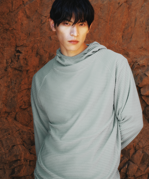 Waffle Hood Balaclava Long-Sleeve Tee_SPFWG4TC10