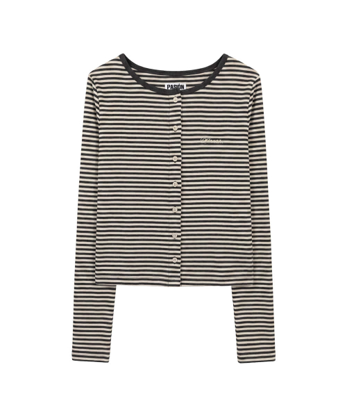 Sugar Stripe Cardigan_Gray-Ivory
