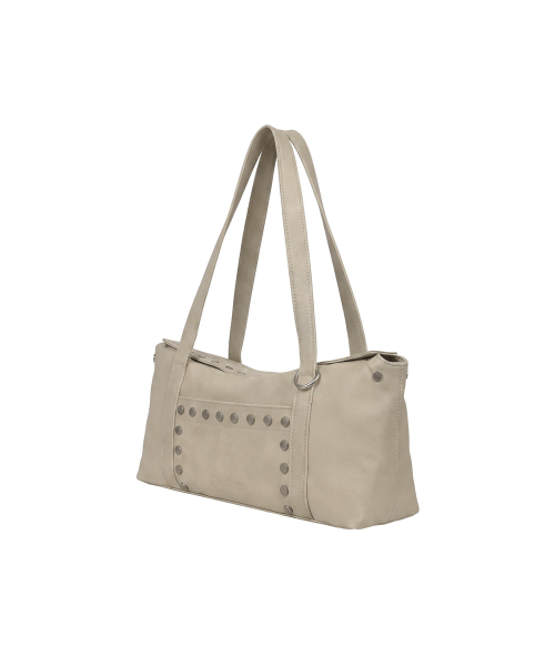 Flat Stud Shoulder Bag_Beige