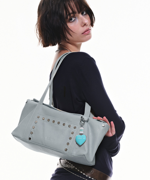 Flat Stud Shoulder Bag_Blue