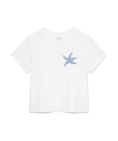 (w) TCM vintage starfish crop T (white)