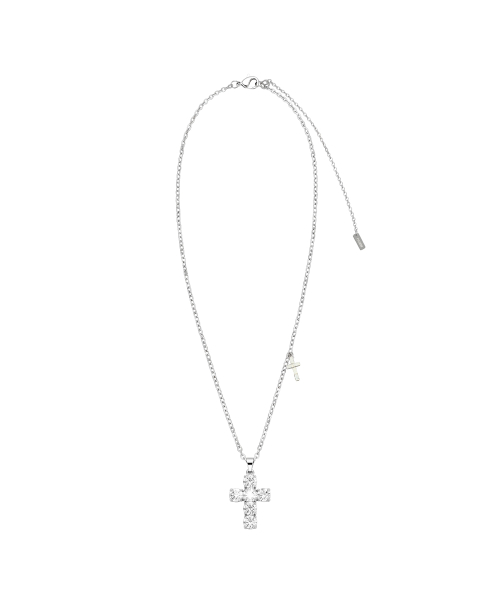 Crystal Cross Slide Necklace_White