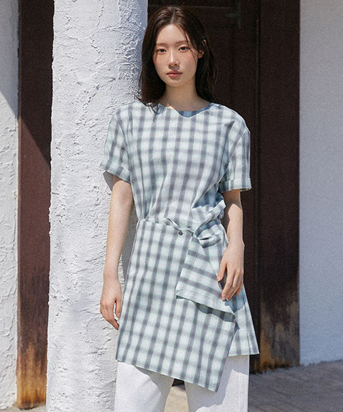 레이어드 체크 블라우스 NEW6MB501